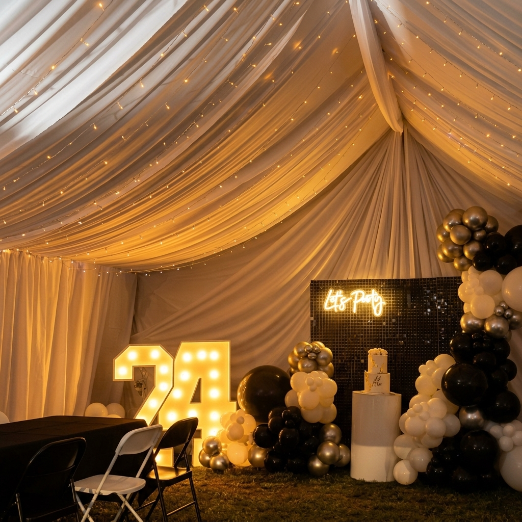 Birthday Draped Tent